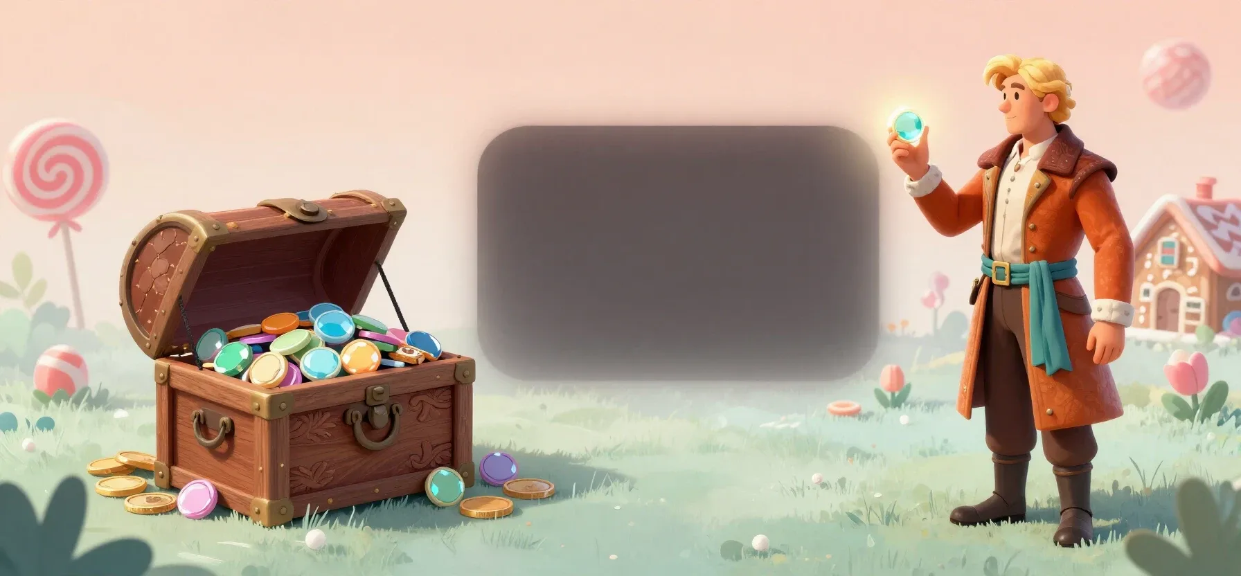 Winissimo Casino free play with a treasure chest and game tokens